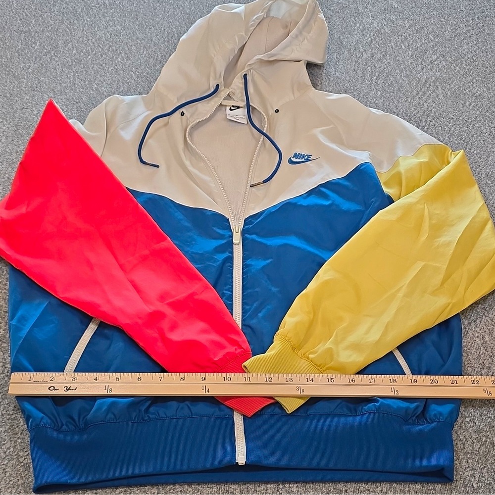 Nike Men's Hooded Full Zip Windbreaker Jacket Colorblock Blue/Red M